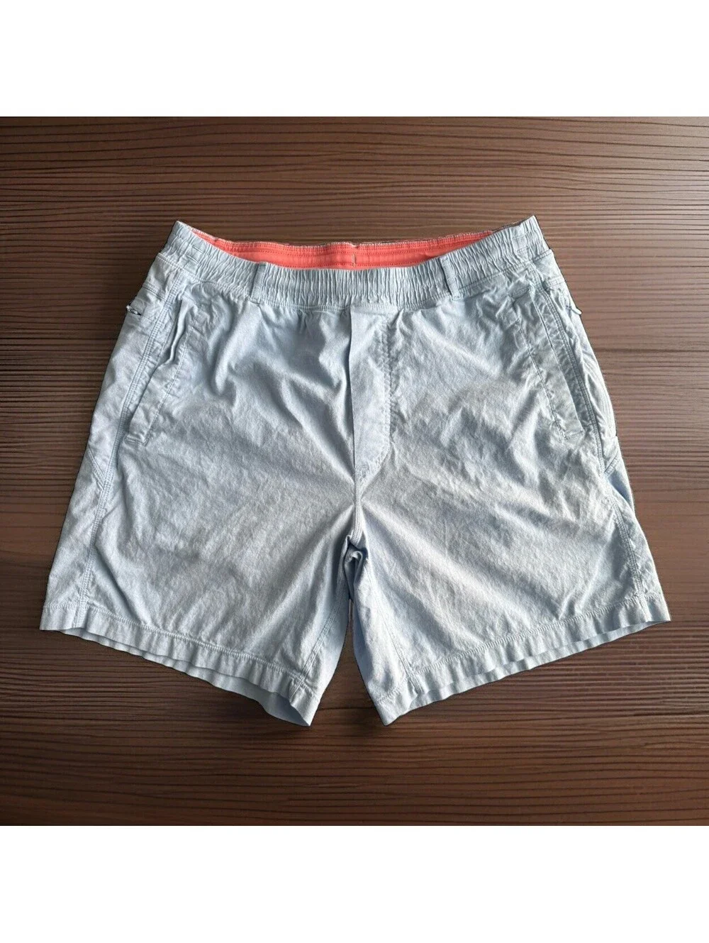 Birddogs Boomstick 6” Cotton Shorts Large Light Blue Coral Pink Liner Stretch